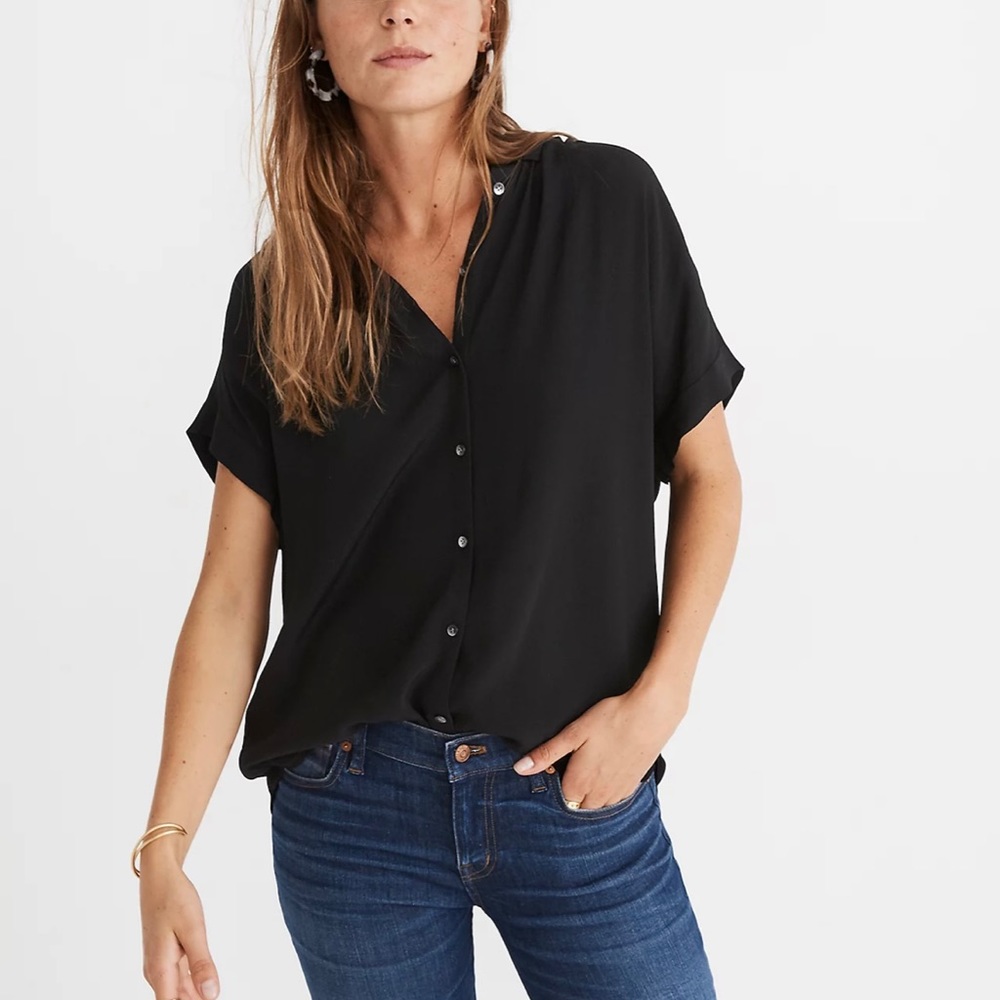 Madewell Central Drapey Shirt black medium